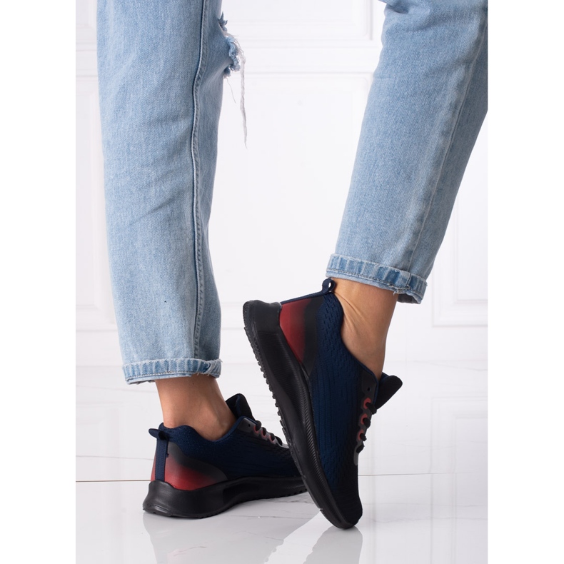 Baskets sport femme Shelovet à lacets bleu marine et noir le noir 1