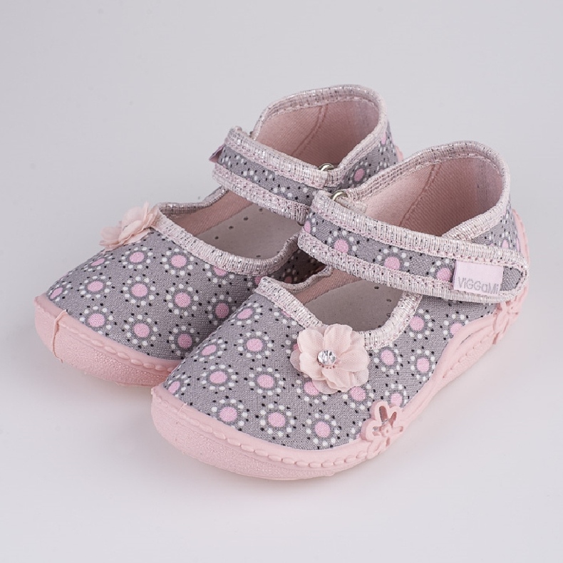 Chaussons fille Viggami Anielka imprimé rose gris 1 Chaussons fille Viggami Anielka imprimé rose gris 1