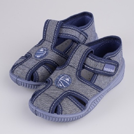 Chaussons garçon broderie Viggami Daniel gris 1