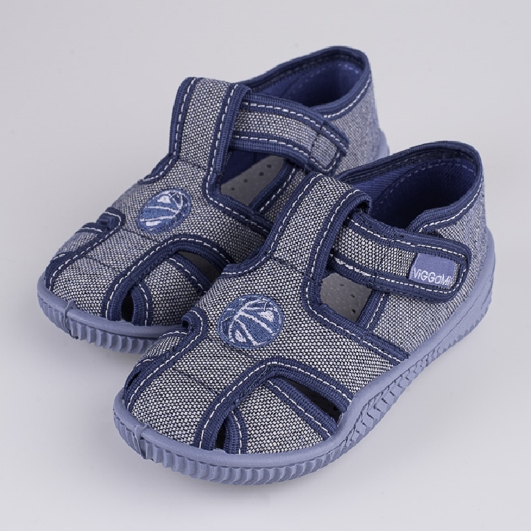 Chaussons garçon broderie Viggami Daniel gris 1