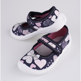 Chaussons filles Viggami Dorothée du coeur bleu marine 1