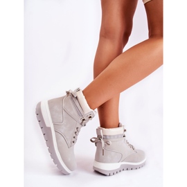 Bottines en cuir sur la plate-forme grise Ressa 2