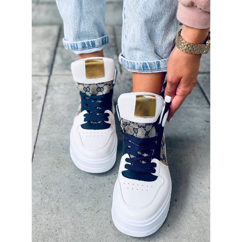 Baskets montantes Axel Navy blanche multicolore 1