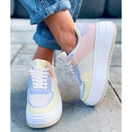 Baskets femme Dhara Jaune blanche bleu rose multicolore 3
