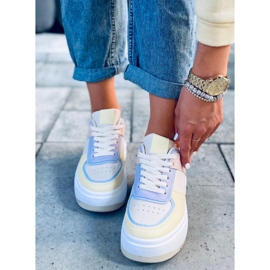 Baskets femme Dhara Jaune blanche bleu rose multicolore 1