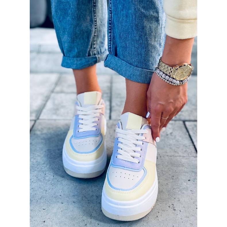 Baskets femme Dhara Jaune blanc bleu rose multicolore 1