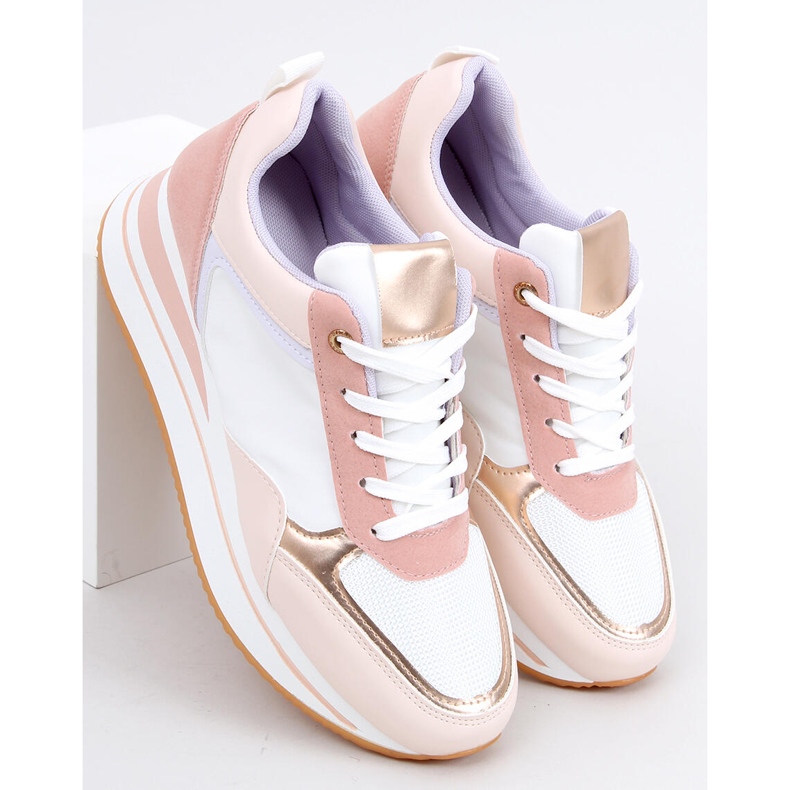 Bahar Chaussures de sport compensées roses blanc 2