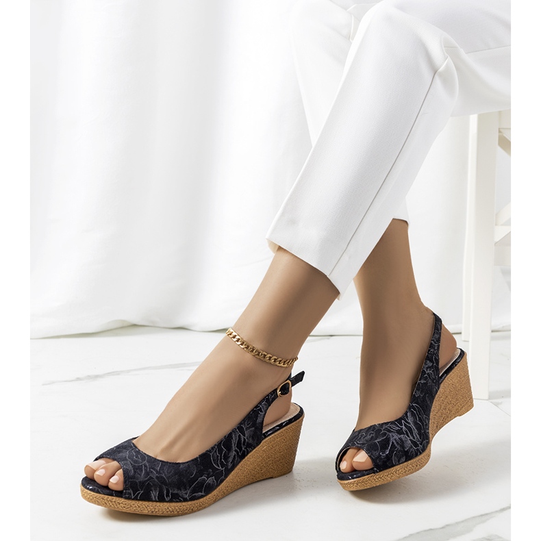 Sandales compensées Beldesa noires le noir 1