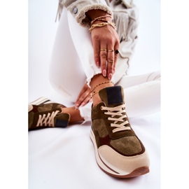PS1 Chaussures Sport Daim Femme Vert-Beige Elisse 5