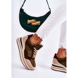 PS1 Chaussures Sport Daim Femme Vert-Beige Elisse 3