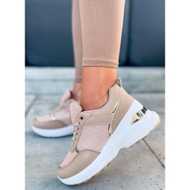 Chaussures de sport sur un talon compensé caché Dafne Khaki beige 5