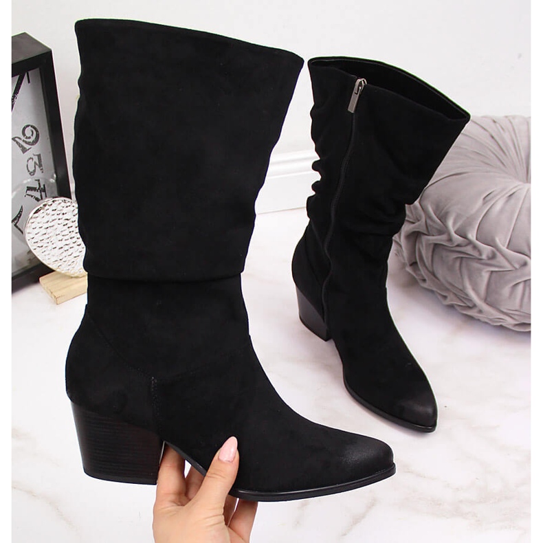 Bottes noires pour femmes, froissées, noires Vinceza 2