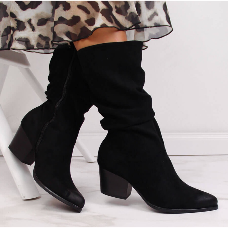 Bottes noires pour femmes, froissées, noires Vinceza 1