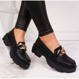 Chaussures femme en cuir noir avec chaîne Filippo le noir 1