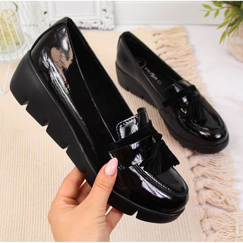 Chaussures femme en cuir verni noir Filippo le noir 2