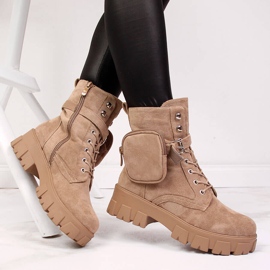 Bottes à plateforme pour femmes avec une poche, beige Vinceza 1