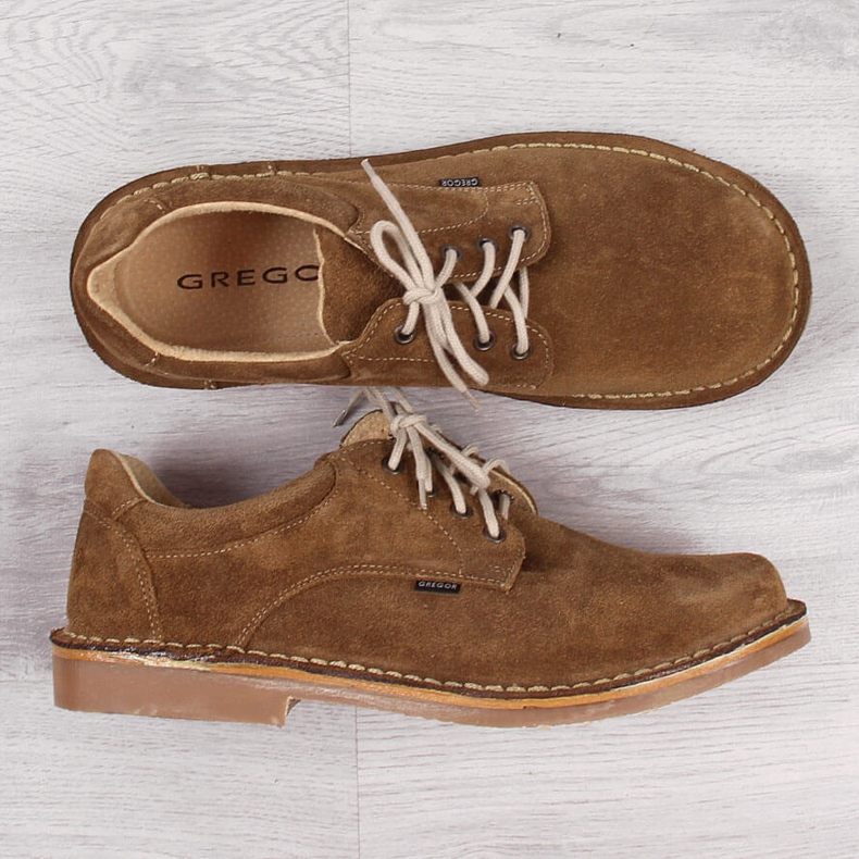 Gregor 1108 marron, chaussures en cuir suédé pour homme brun 1