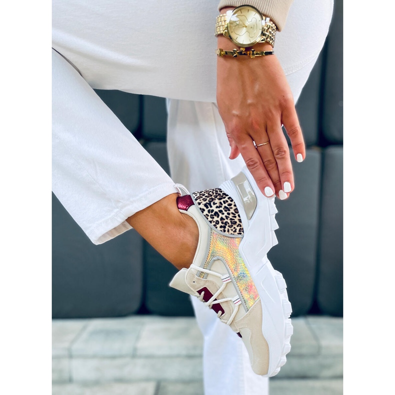 Baskets dorées Ebba beige rouge multicolore d'or 1