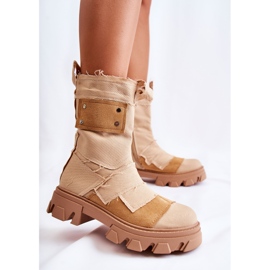 PS1 Chaussons High Workers sur une fermeture éclair Nerisa beige foncé 2