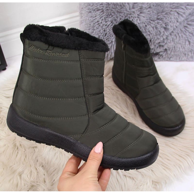 Bottes de neige imperméables avec fermeture éclair News W EVE181D kaki noir 1