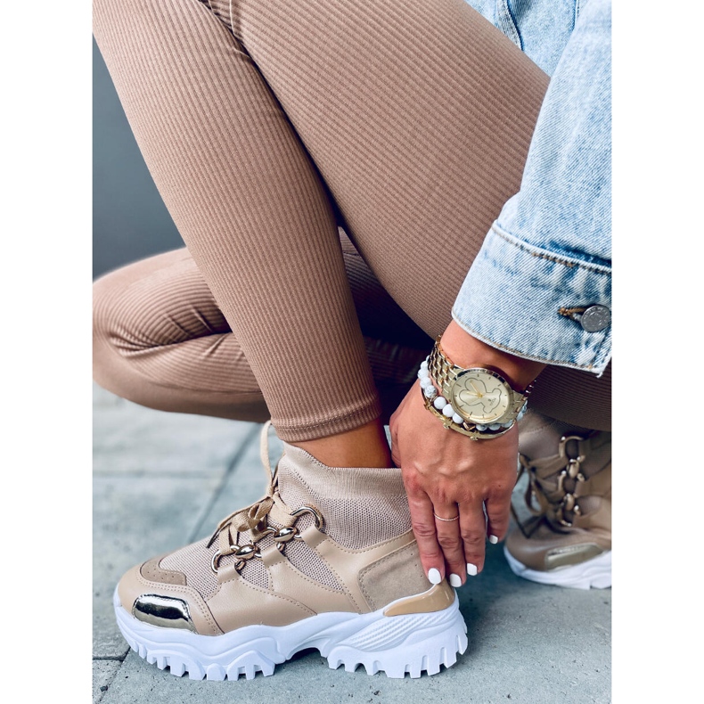 Baskets chaussettes montantes Petra Khaki beige 1 Baskets chaussettes montantes Petra Khaki beige 1