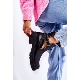 PG1 Bottes en éco-cuir pour femmes avec clous Noir Clares le noir 3