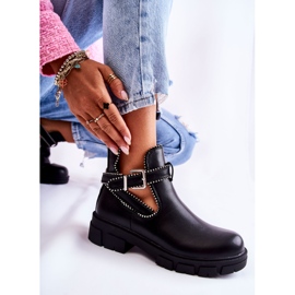 PG1 Bottes en éco-cuir pour femmes avec clous Noir Clares le noir 7