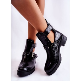 PG1 Bottines Femme Avec Découpes Noir Santhana 2