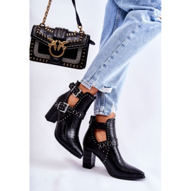 WJ2 Bottines à Talons pour Femme avec Strass Noir Kelin 2