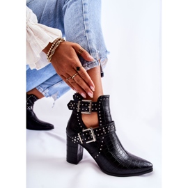 WJ2 Bottines à Talons pour Femme avec Strass Noir Kelin le noir 4