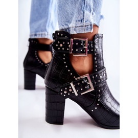 WJ2 Bottines à Talons pour Femme avec Strass Noir Kelin le noir 5