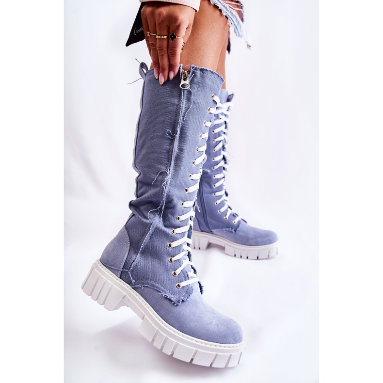 WS1 Bottes hautes nouées Kayra Blue Trappers bleu 2