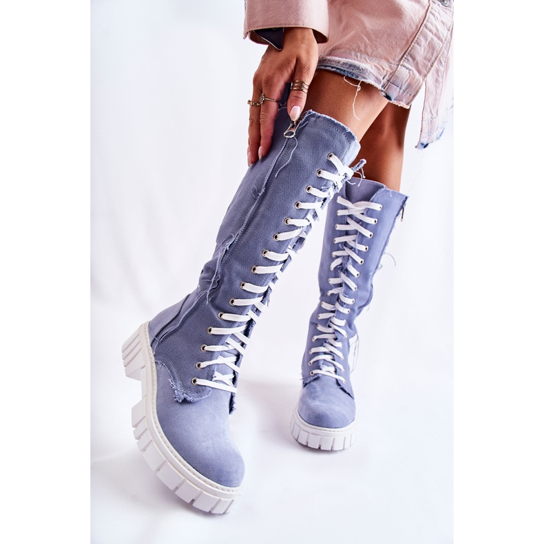 WS1 Bottes hautes nouées Kayra Blue Trappers bleu 1