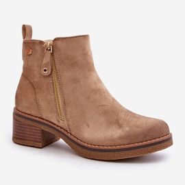 Bottines en daim sur tige basse Beige Laurisa 2