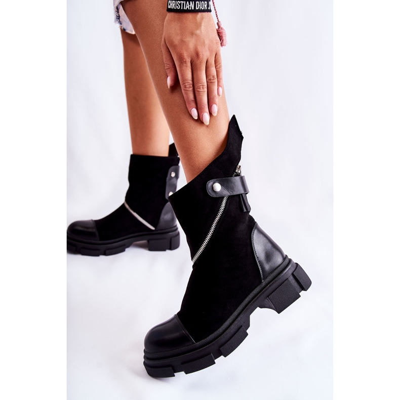Seastar Bottes en daim à la mode pour femmes avec fermeture éclair noir Kandell 1