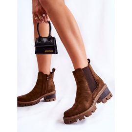 PS1 Bottes chaudes pour femmes avec une fermeture éclair en marron Lenaris brun kaki 6