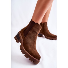 PS1 Bottes chaudes pour femmes avec une fermeture éclair en marron Lenaris brun kaki 7