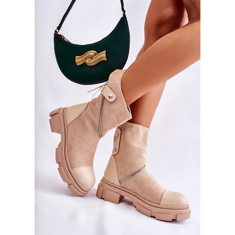 PS1 Bottines en daim à la mode pour femmes Beige Kandell 2