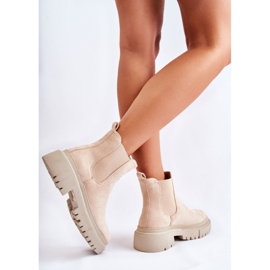 PS1 Bottines à enfiler en daim beige Lorea 4