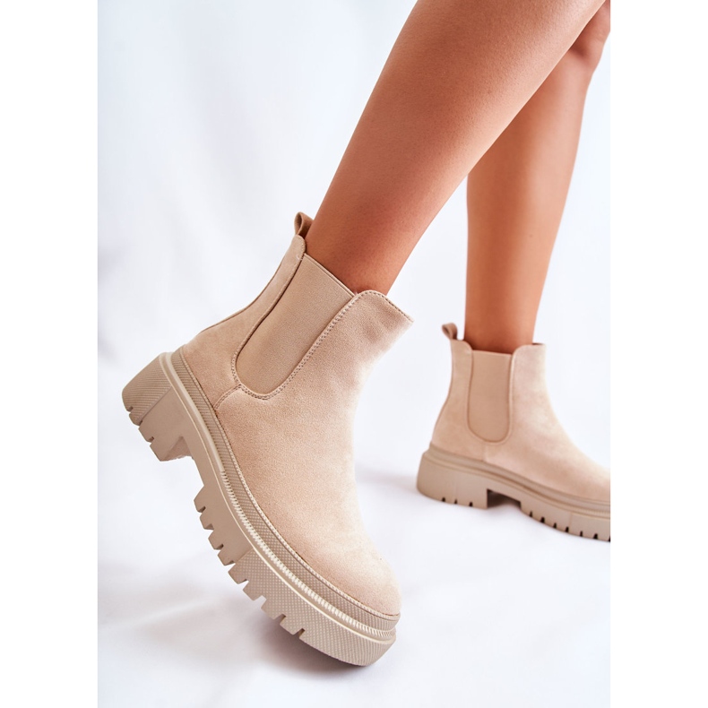 PS1 Bottines à enfiler en daim beige Lorea 2