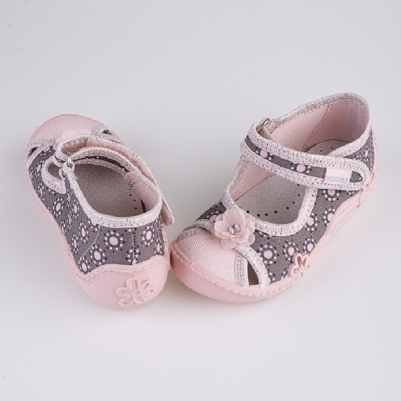 Chaussons fille impression Viggami Milenka rose gris 1