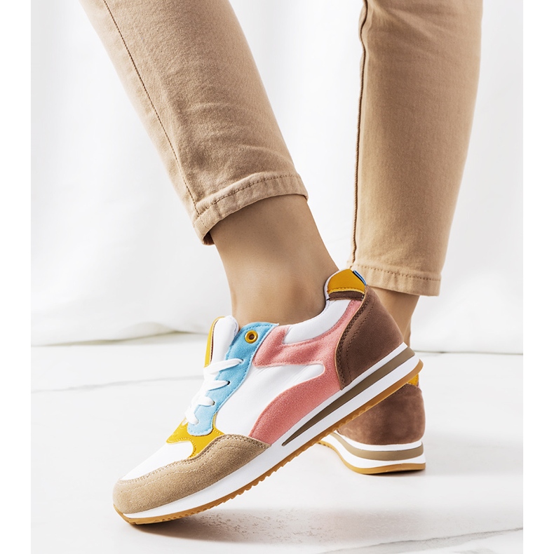 Baskets femme Kindler blanches et marron brun rose 1 Baskets femme Kindler blanches et marron brun rose 1