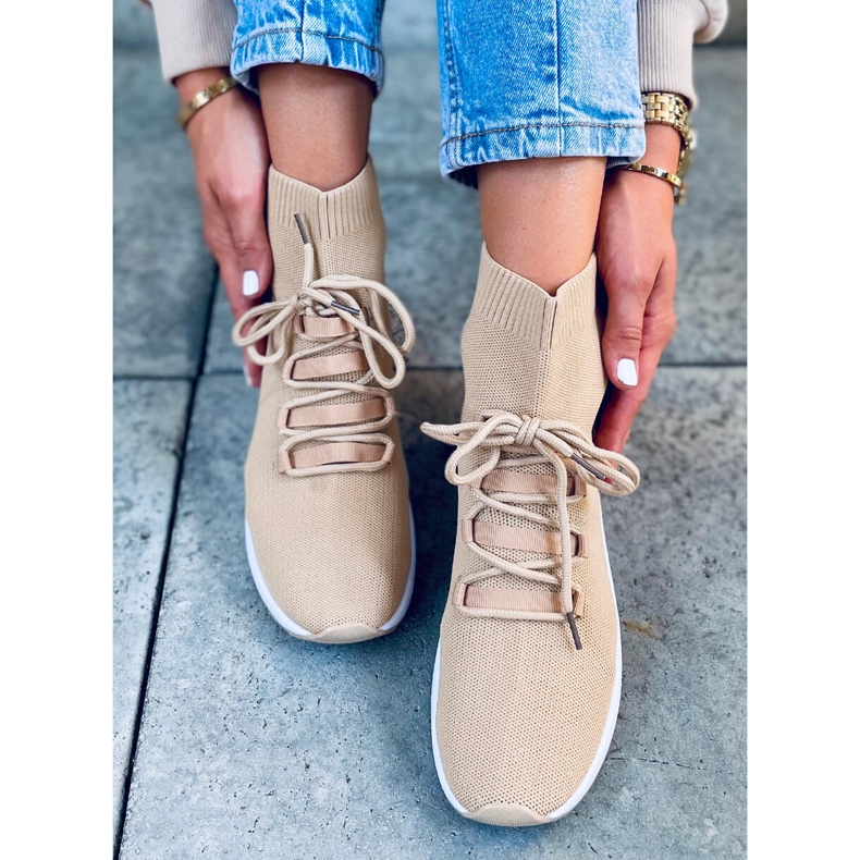 Baskets chaussettes kaki Katrin beige 1 Baskets chaussettes kaki Katrin beige 1