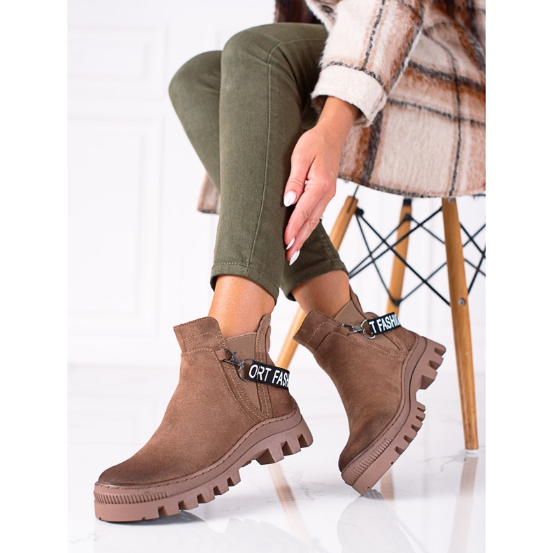 W. Potocki Ouvriers Potocki en daim beige brun 1