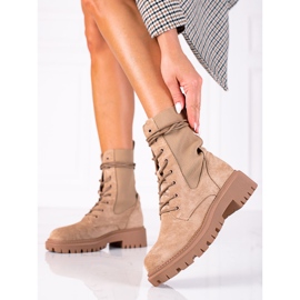 SHELOVET Lacets en daim beige brun 2