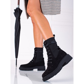 SHELOVET Lacets en daim noir le noir 2