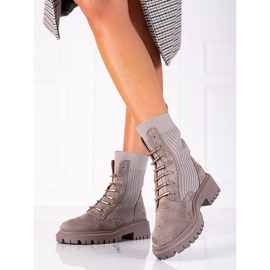 SHELOVET Travailleurs noués en daim marron beige brun 1