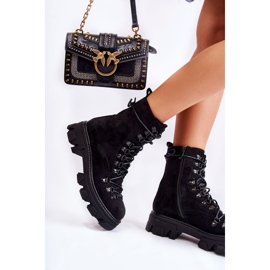 Bottes en daim chaudes ouvrières attachées noires Pierro le noir 3