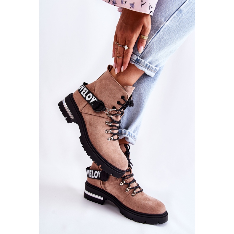 PS1 Bottes Chaudes En Daim Avec Une Ceinture Marron Aurelio beige 2