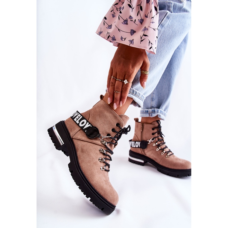 PS1 Bottes Chaudes En Daim Avec Une Ceinture Marron Aurelio beige 1